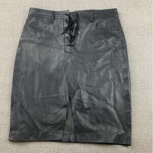 Rag And Bone Skirt Women 29 Black 100% Lamb Leather Lace Up Front Four Pocket